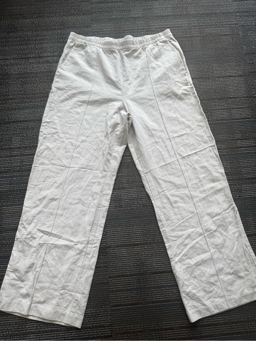 Women’s Beige Casual Linen-Blend Pants